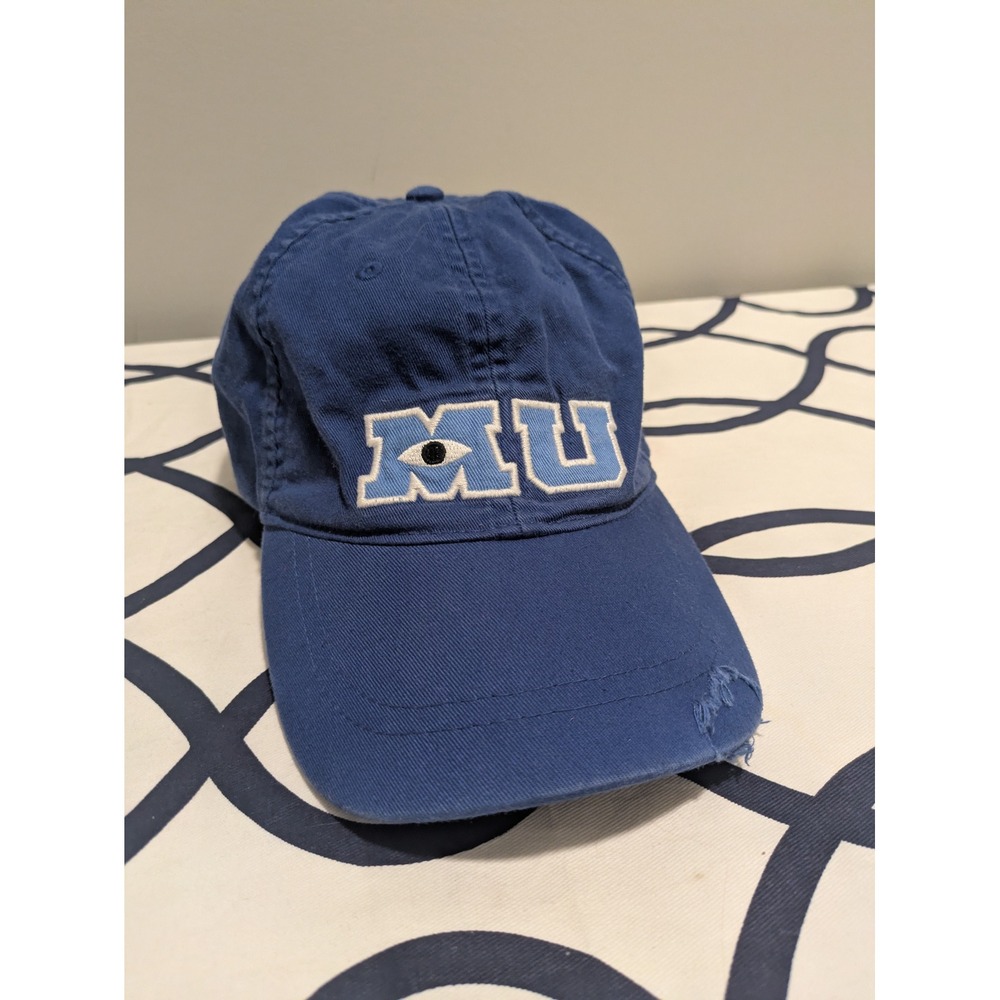 Disney Parks Pixar Monsters University MU Blue Distressed Baseball Cap Hat Adult